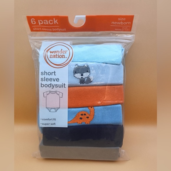 6 Pack Newborn Short Sleeve Bodysuit Set - Picture 2 of 9